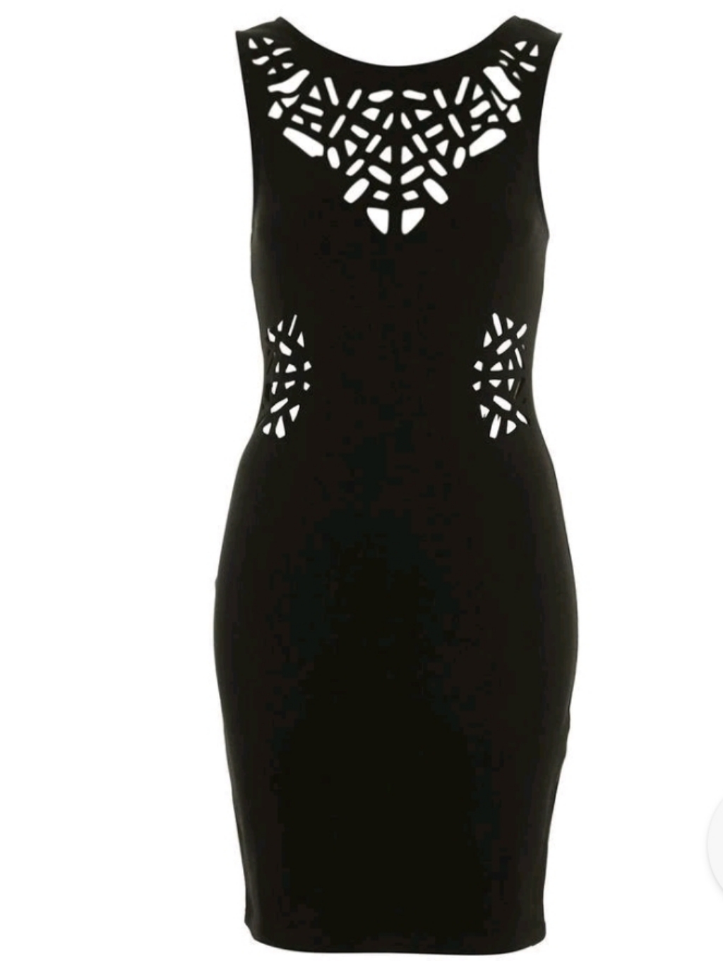 Topshop Black Laser-Cut Bodycon Club Mini Dress Size 2